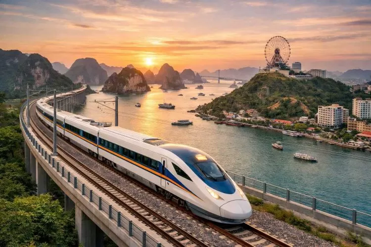 ハノイからハロン湾までの高速鉄道・ハロン湾観光のツアー日本語ガイド付き ハノイからハロンまでの高速鉄道